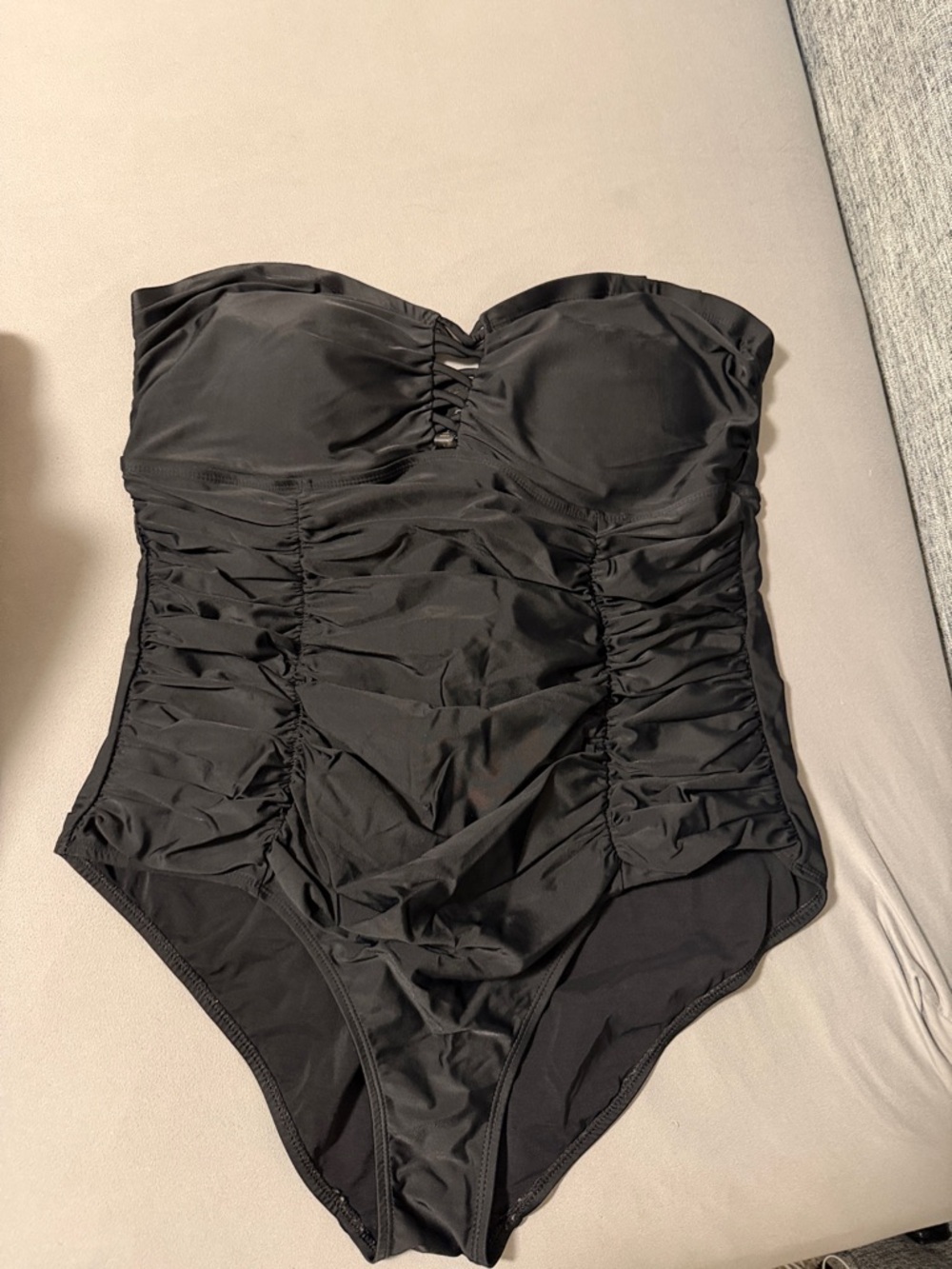 torrid Black Ruched Strapless One-Piece Swimsuit